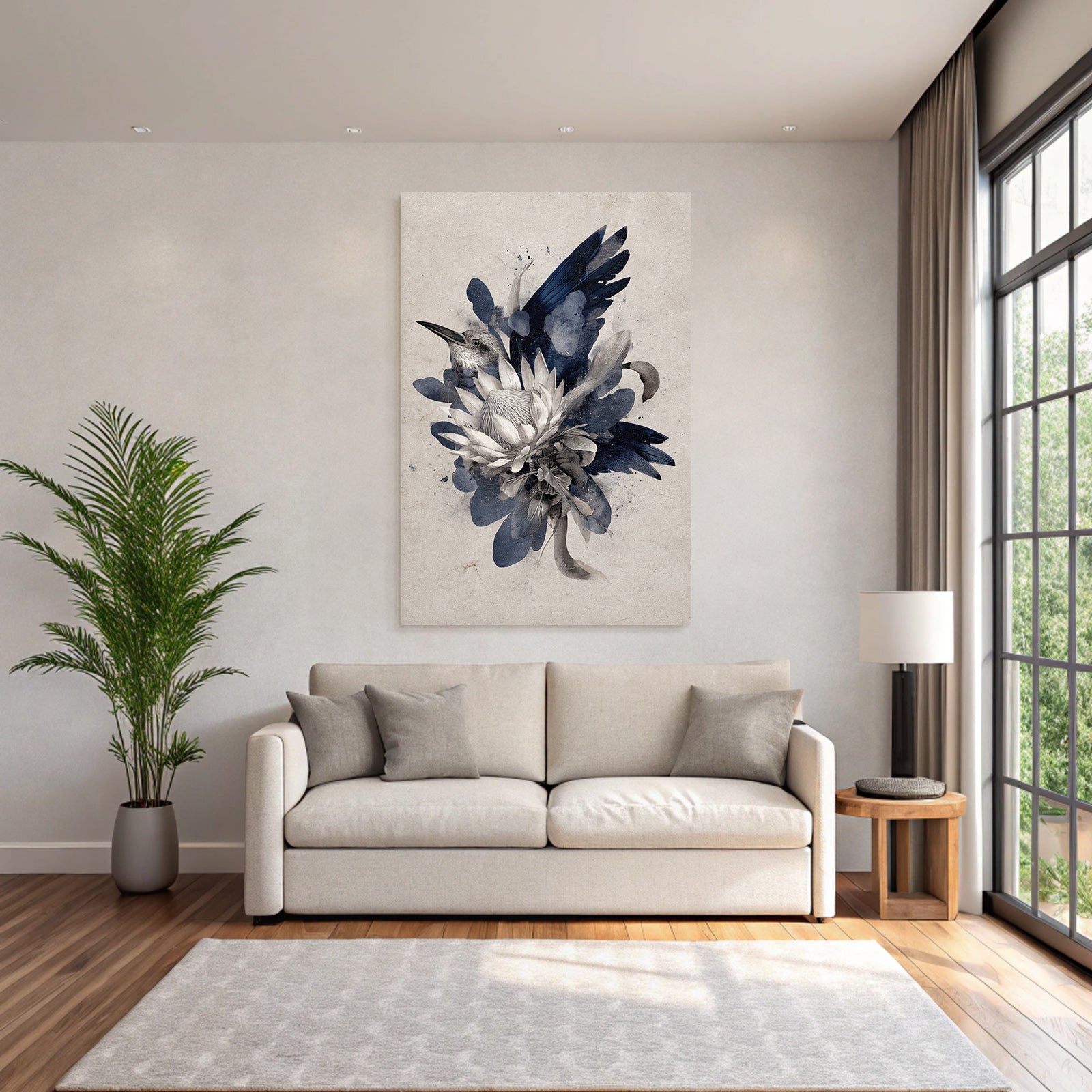 Vogel Und Blumen Aquarellkunst Mit Bewegung