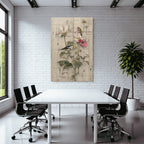 Vogel Und Blumen Kunst Auf Gealtertem Holz Harmonie Natur