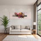 Abstrakte Blumen Geometrische Muster Und Vogel Kunstwerk