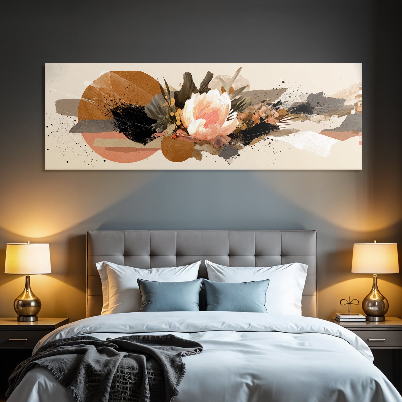Abstrakte Digitale Blumen Und Geometrische Formen Kunstwerk