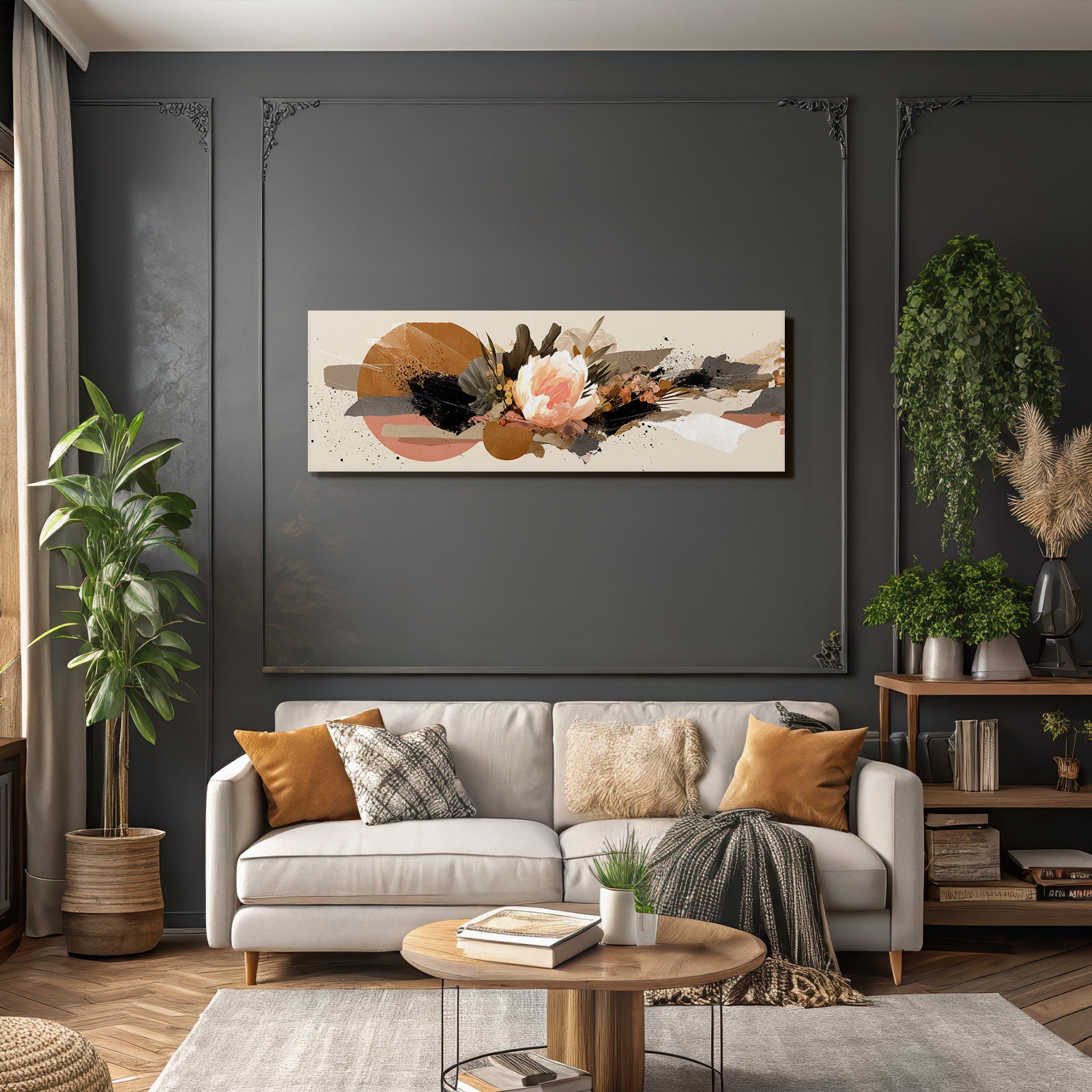 Abstrakte Digitale Blumen Und Geometrische Formen Kunstwerk