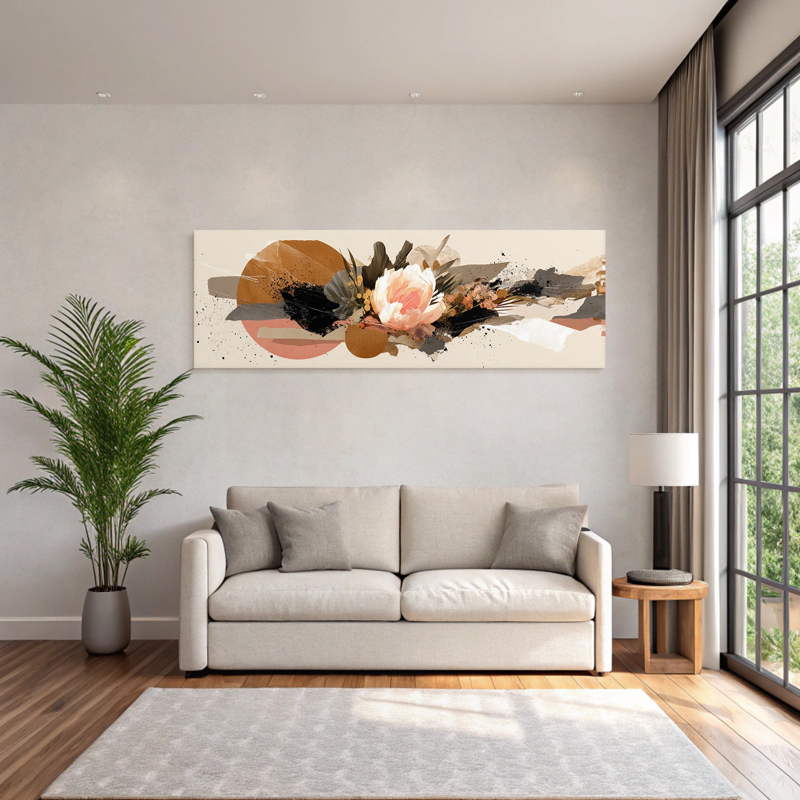 Abstrakte Digitale Blumen Und Geometrische Formen Kunstwerk