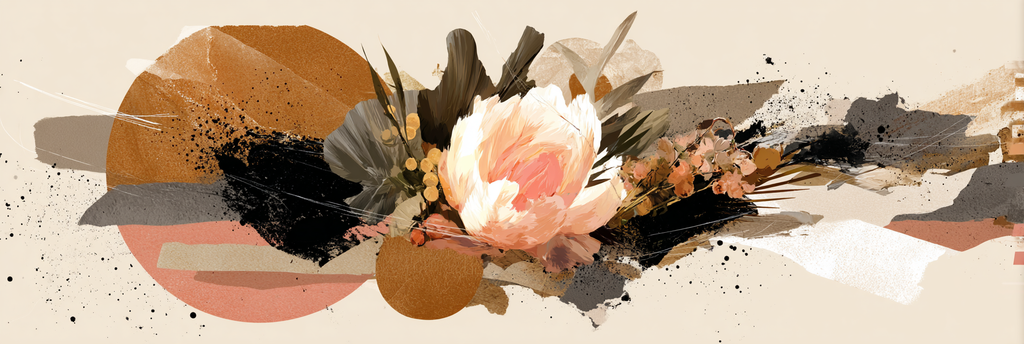 Abstrakte Digitale Blumen Und Geometrische Formen Kunstwerk | Collagen | Kunstgattungen