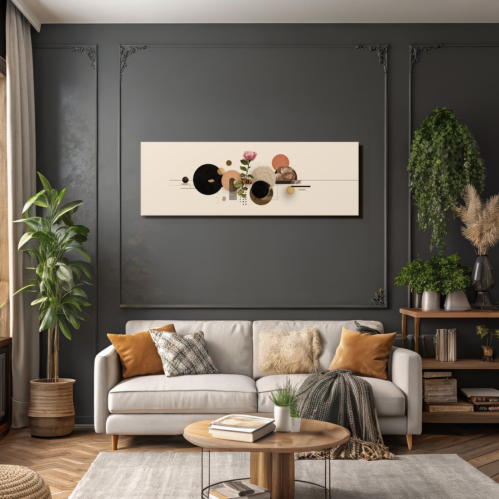 Abstrakte Digitale Kunst Mit Blumen Kreisen Und Texturen