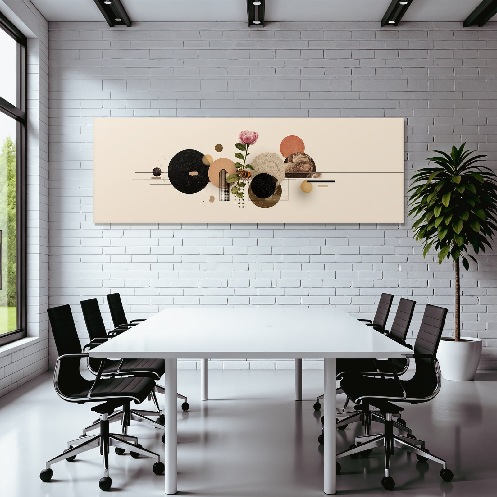 Abstrakte Digitale Kunst Mit Blumen Kreisen Und Texturen