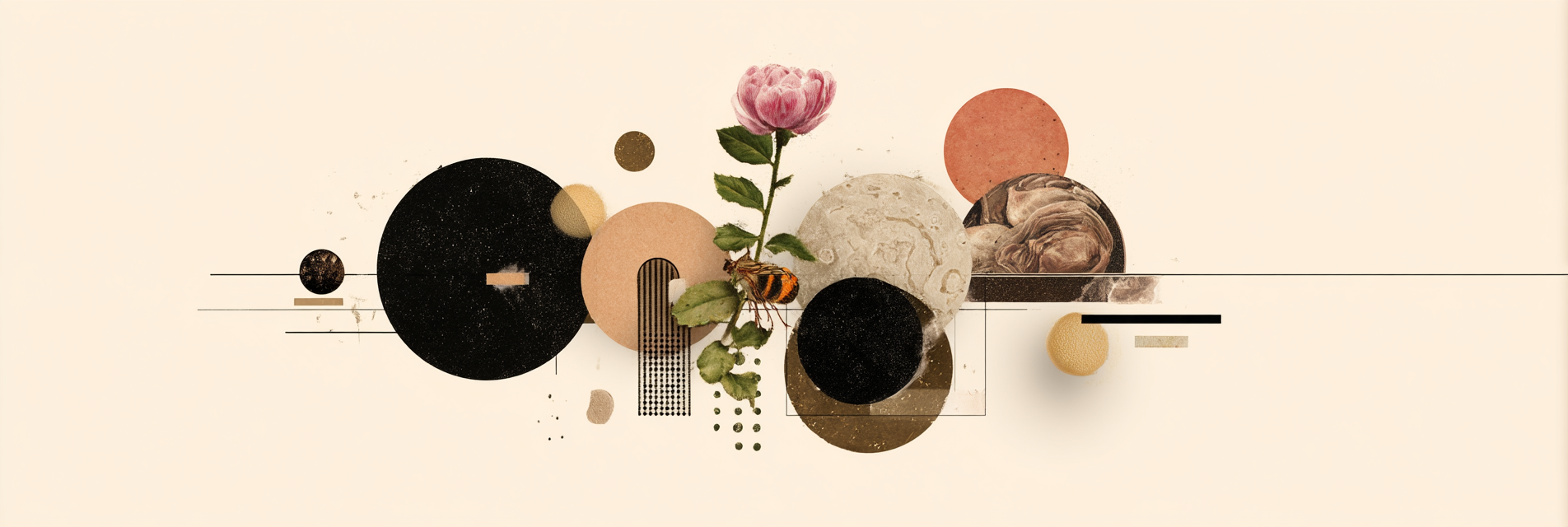 Abstrakte Digitale Kunst Mit Blumen Kreisen Und Texturen | Collagen | Kunstgattungen