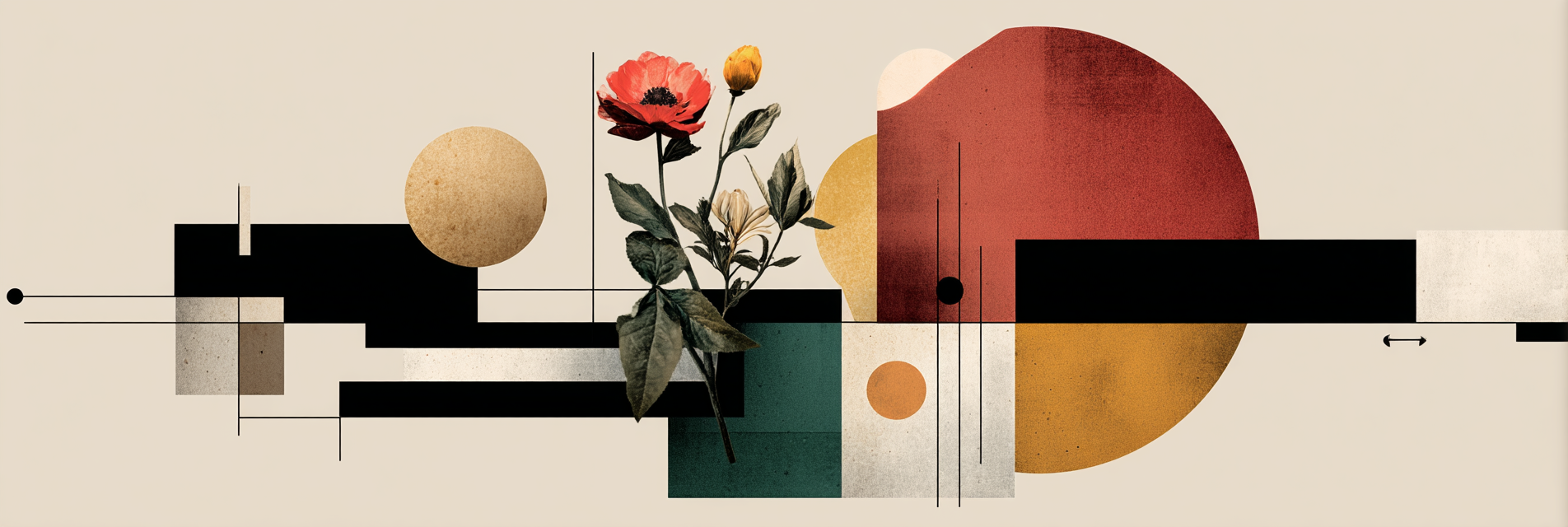 Abstrakte Geometrische Kunst Mit Blumenelementen Farbenfrohe Palette | Collagen | Kunstgattungen