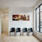 Abstrakte Kunst Blattmotiv Erdtoene Rot Braun Creme