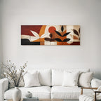 Abstrakte Kunst Blattmotiv Erdtoene Rot Braun Creme