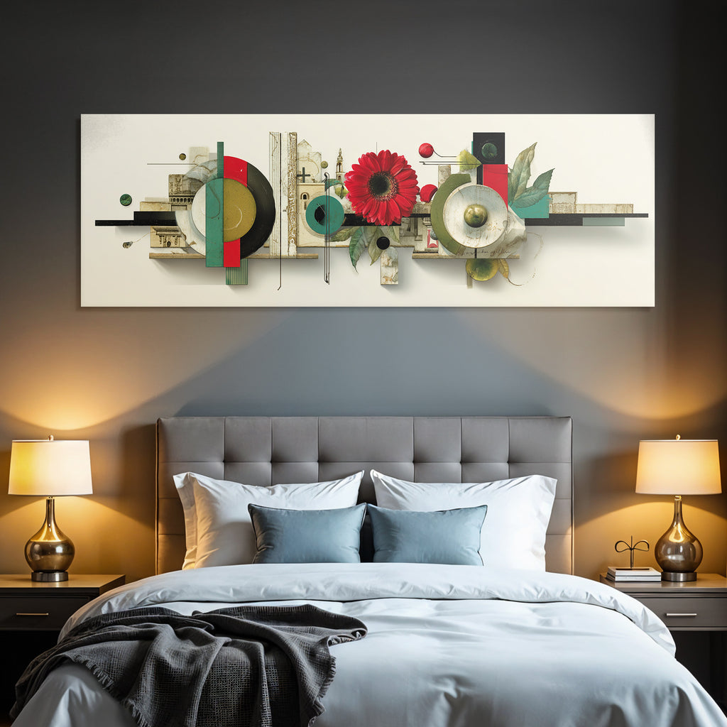 Abstrakte Kunst Mit Blume Geometrischen Formen Und Texturen