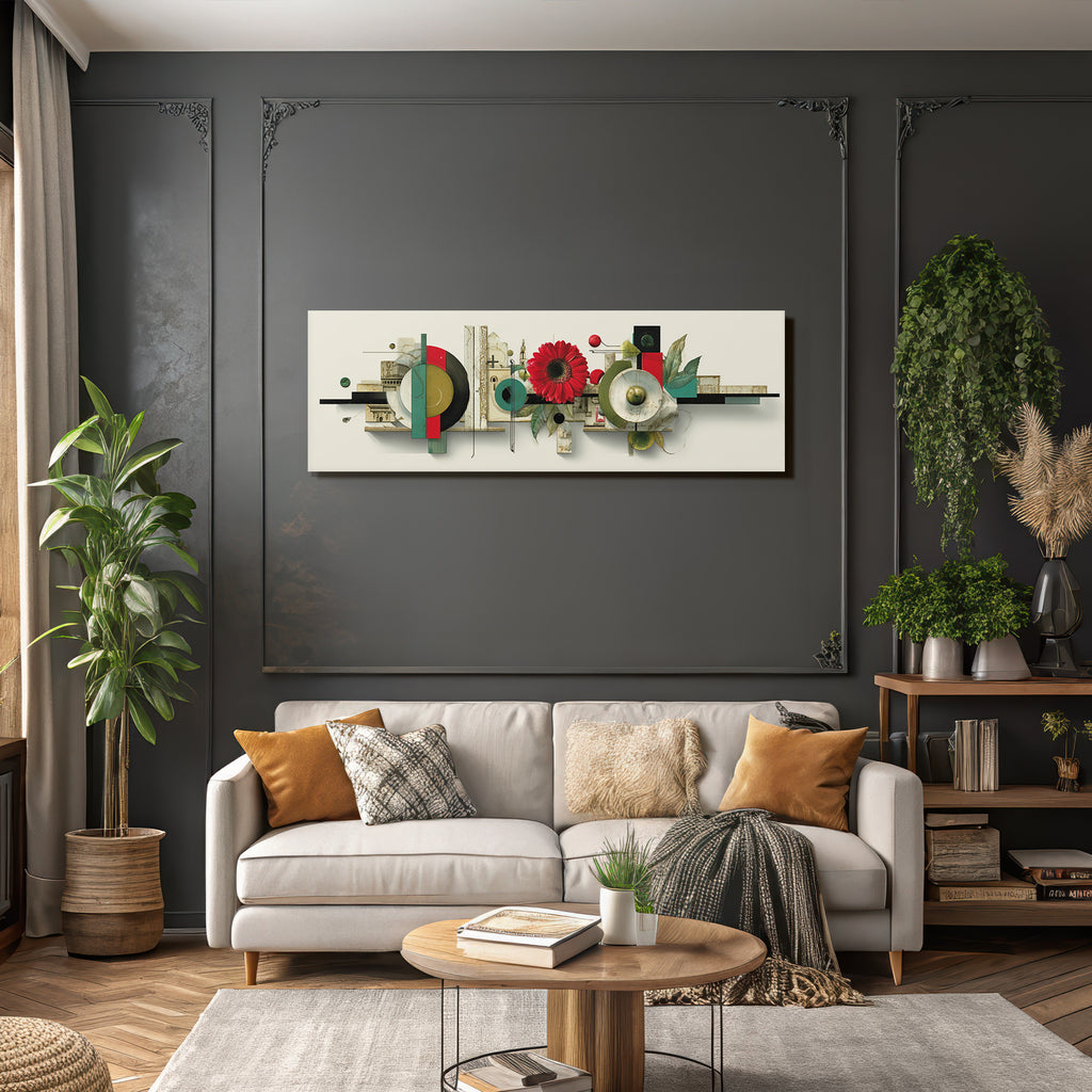 Abstrakte Kunst Mit Blume Geometrischen Formen Und Texturen
