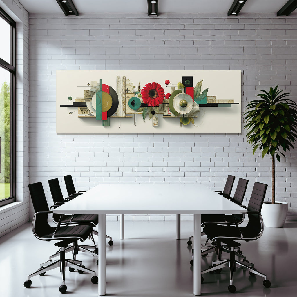Abstrakte Kunst Mit Blume Geometrischen Formen Und Texturen