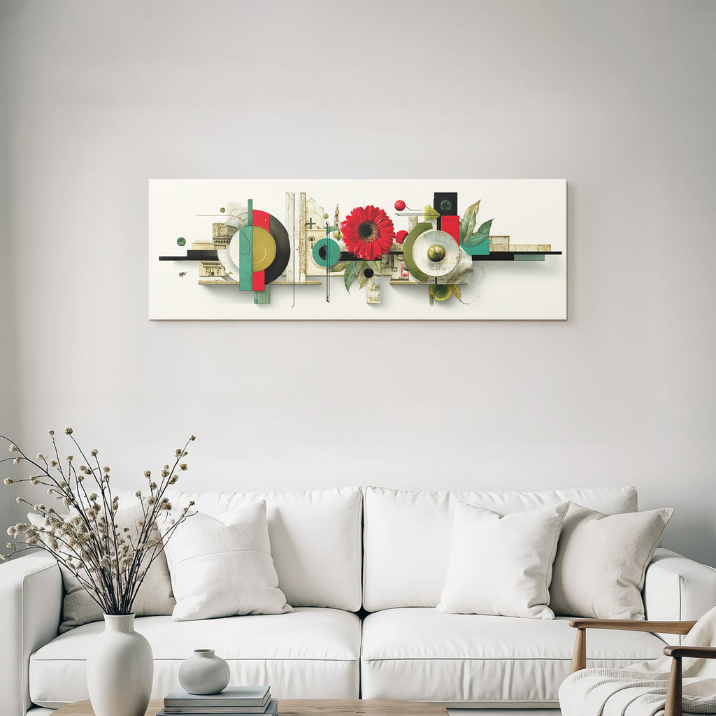 Abstrakte Kunst Mit Blume Geometrischen Formen Und Texturen