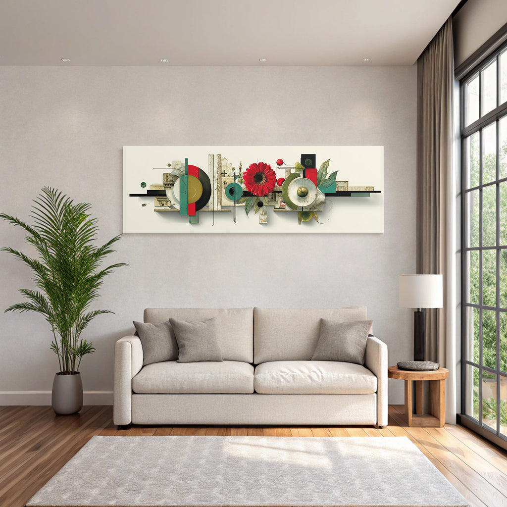 Abstrakte Kunst Mit Blume Geometrischen Formen Und Texturen