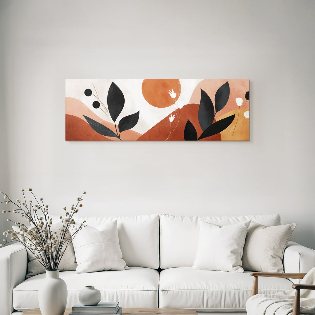 Abstraktes Design Erdtoene Blaetter Blumen Minimalistisch