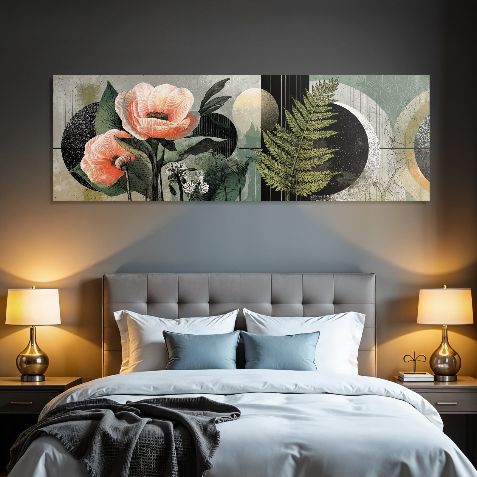 Blumen Illustration Mit Geometrischen Hintergrund