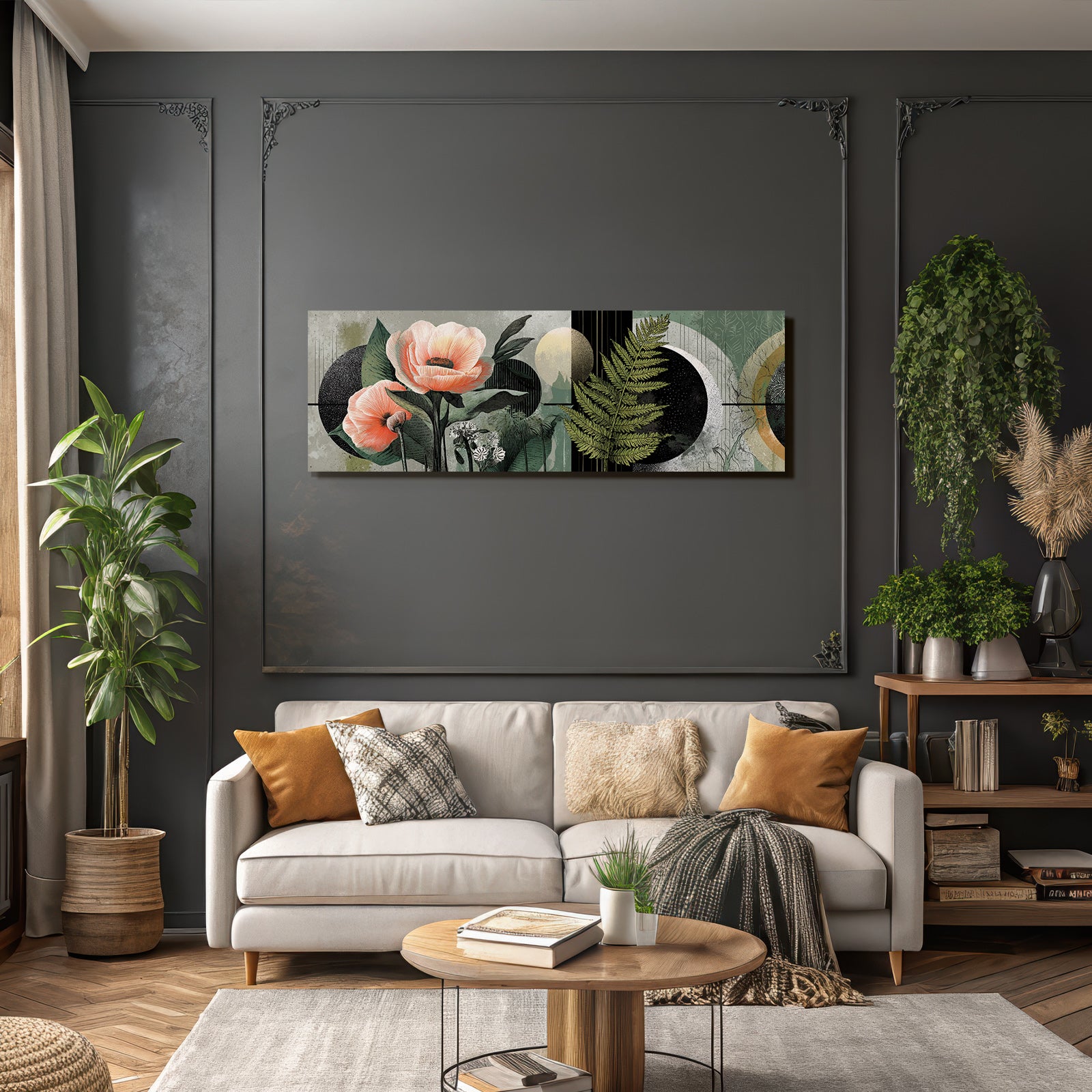 Blumen Illustration Mit Geometrischen Hintergrund
