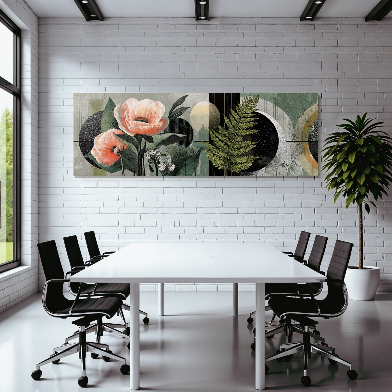 Blumen Illustration Mit Geometrischen Hintergrund