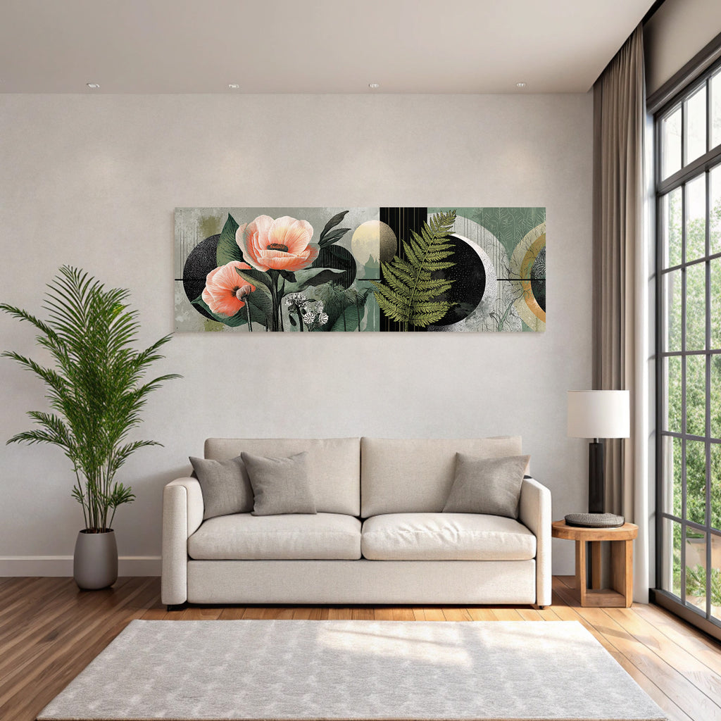 Blumen Illustration Mit Geometrischen Hintergrund