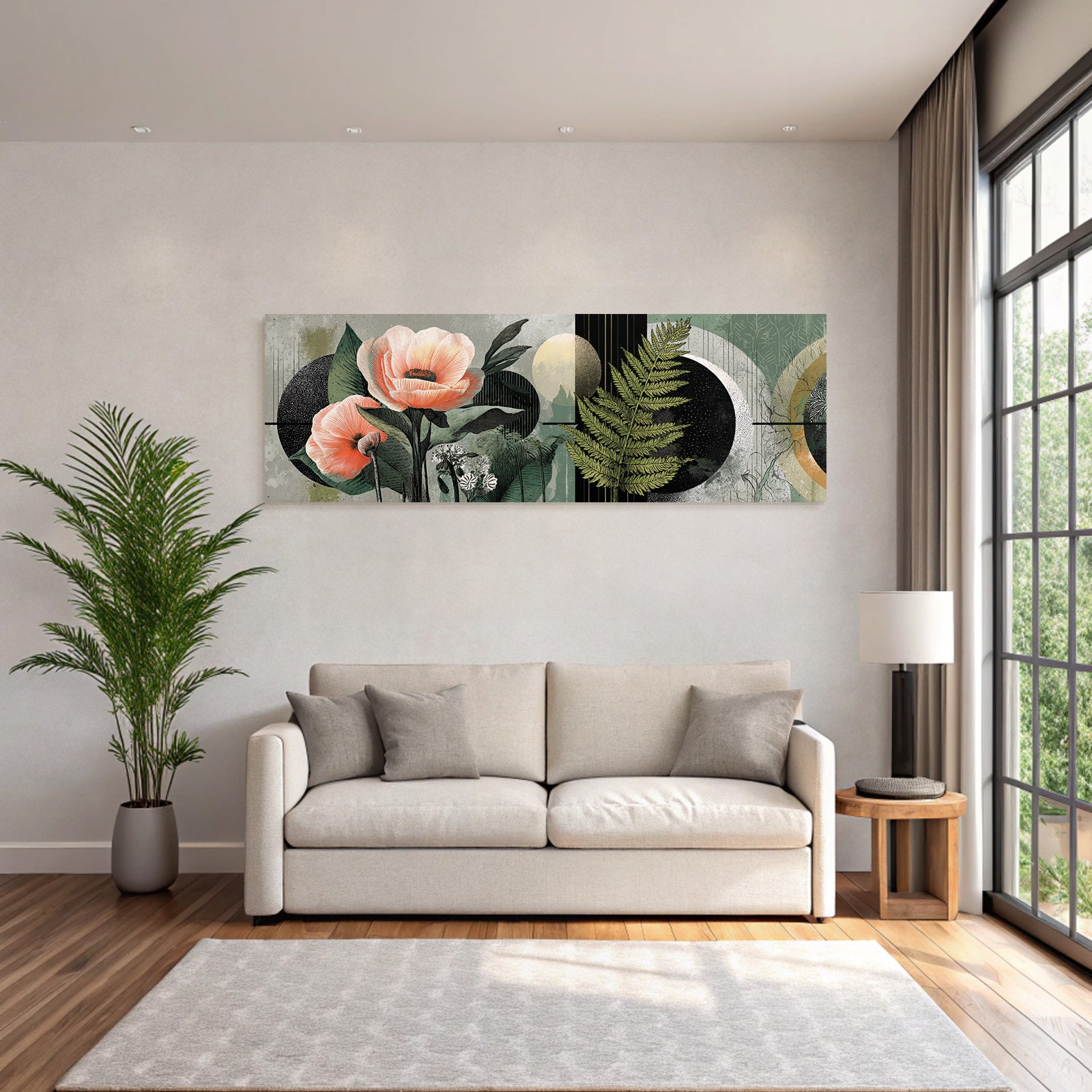 Blumen Illustration Mit Geometrischen Hintergrund