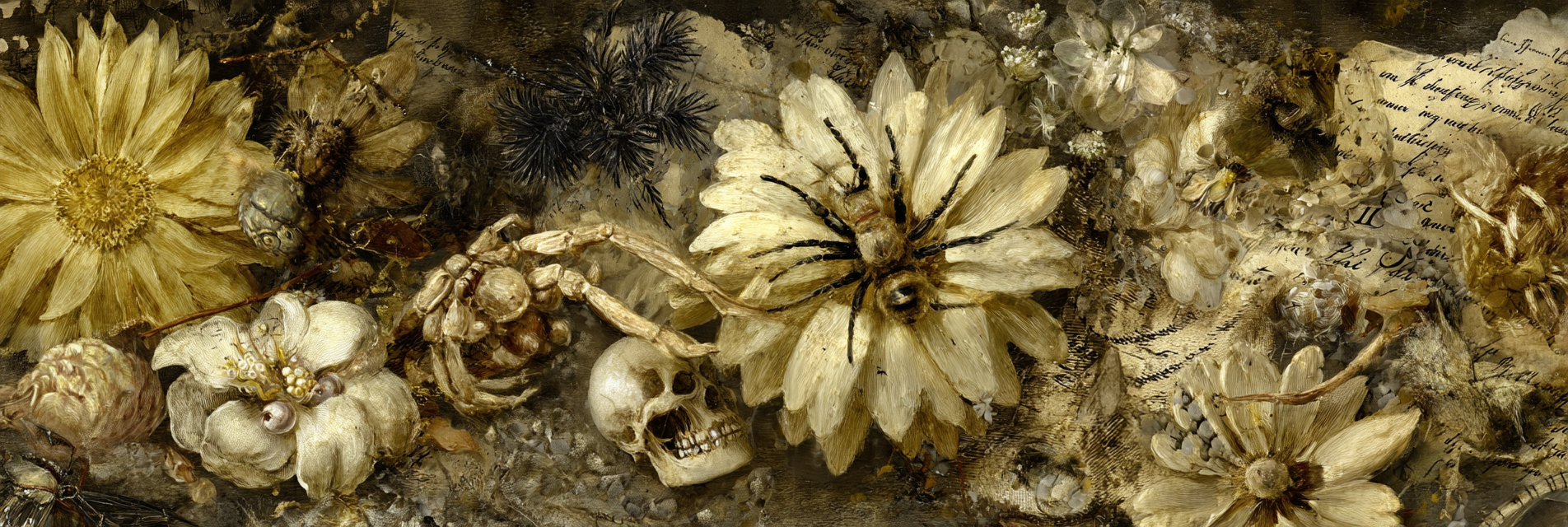 Blumen Insekten Schaedel Stillleben Vanitas Kunst | Collagen | Kunstgattungen