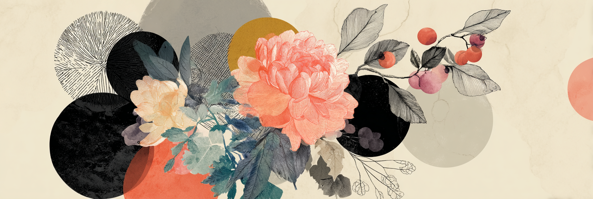 Blumen Und Abstrakte Formen Modernes Design | Collagen | Kunstgattungen