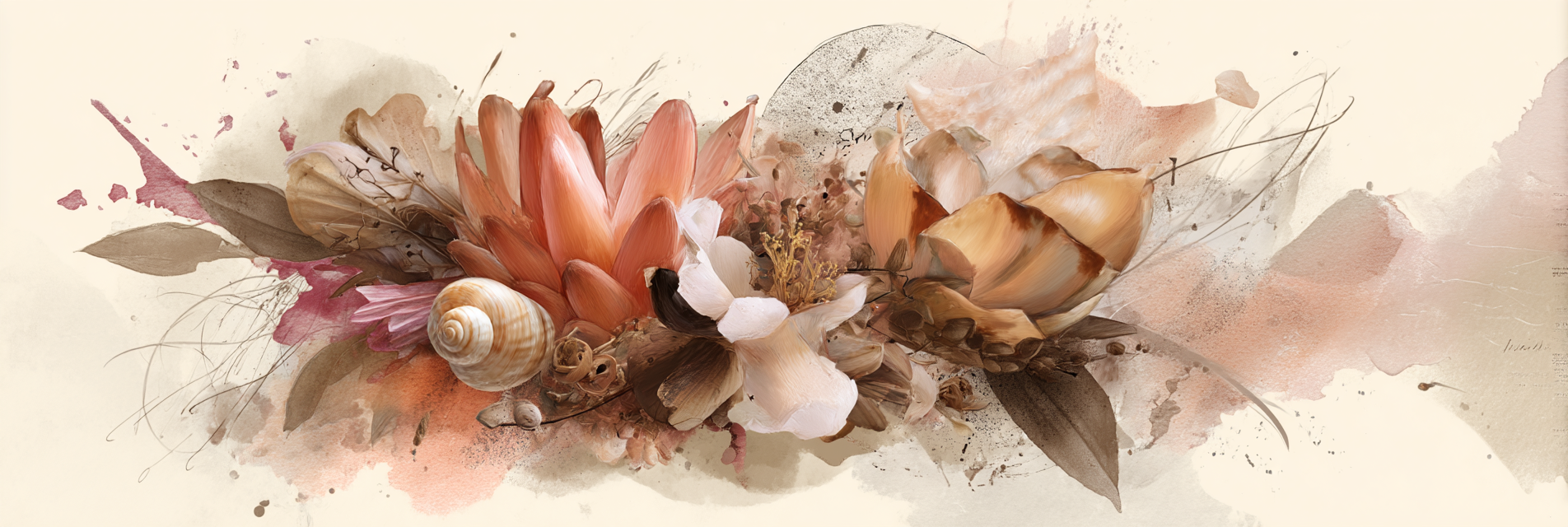 Blumen Und Natur Elemente Aquarellkunst | Collagen | Kunstgattungen