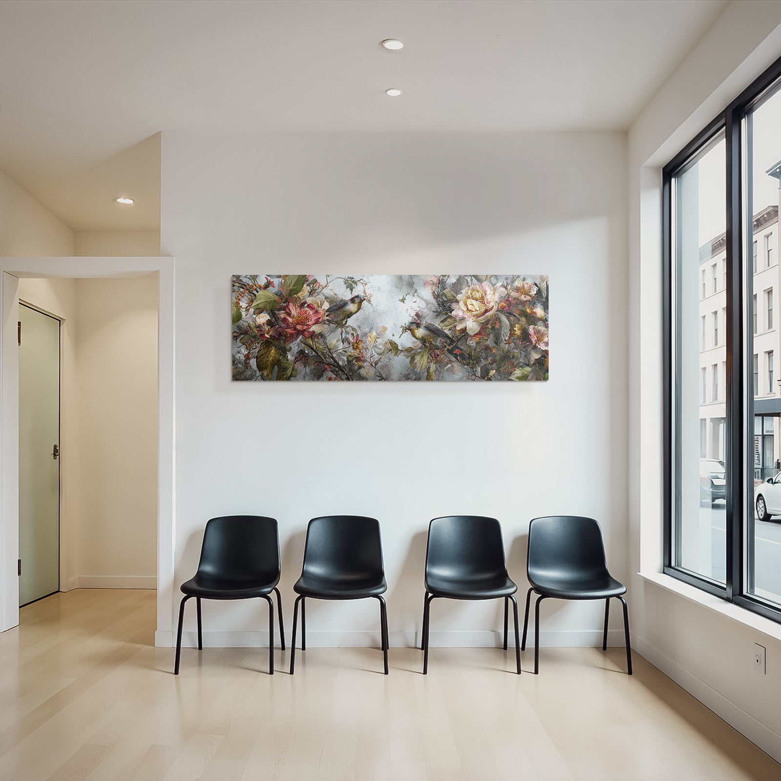 Blumen Und Voegel Kunstwerk Detaillierte Darstellung