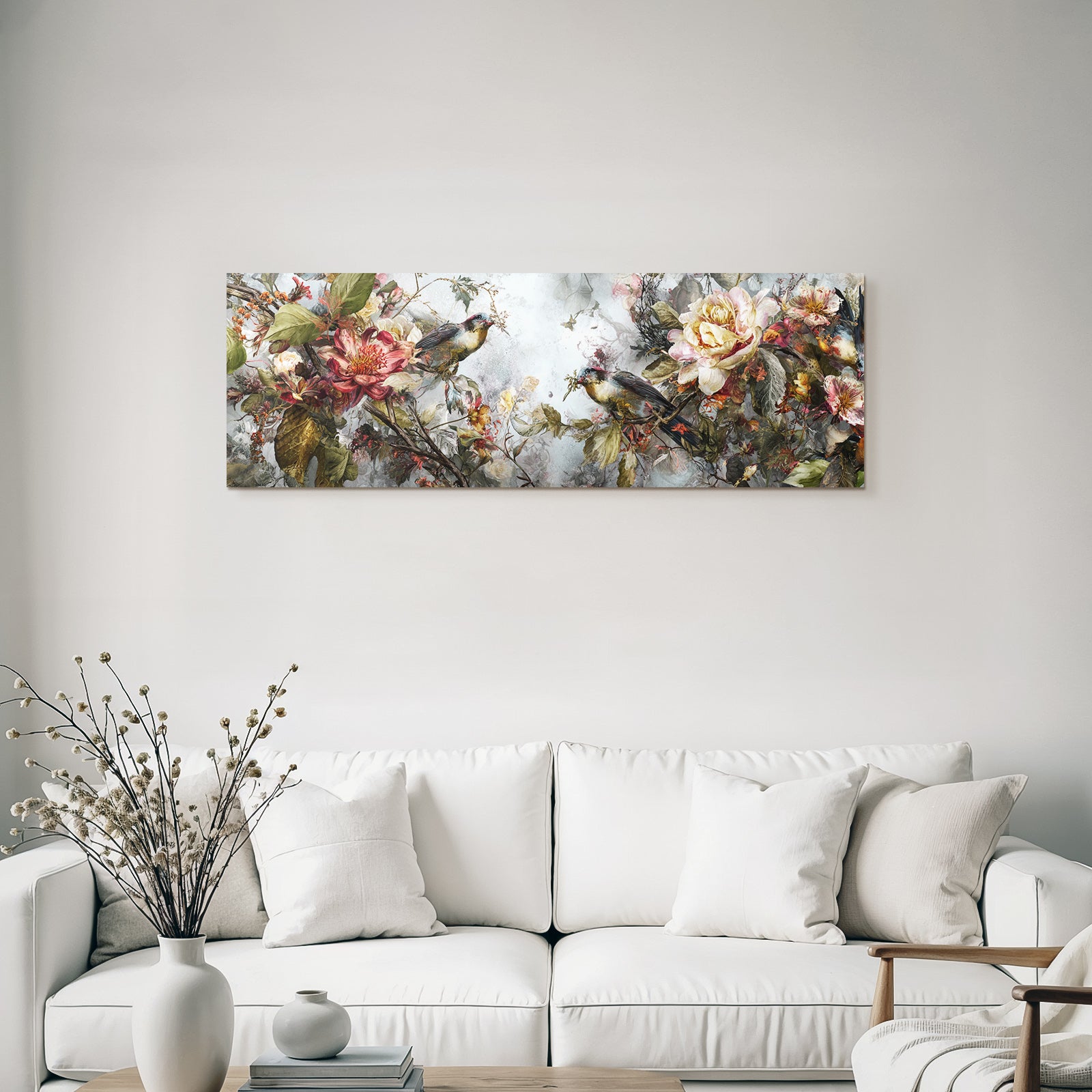 Blumen Und Voegel Kunstwerk Detaillierte Darstellung