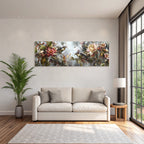Blumen Und Voegel Kunstwerk Detaillierte Darstellung