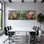 Blumen Und Vogel Im Garten Harmonisches Bild