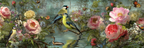 Blumen Und Vogel Im Garten Harmonisches Bild | Collagen | Kunstgattungen