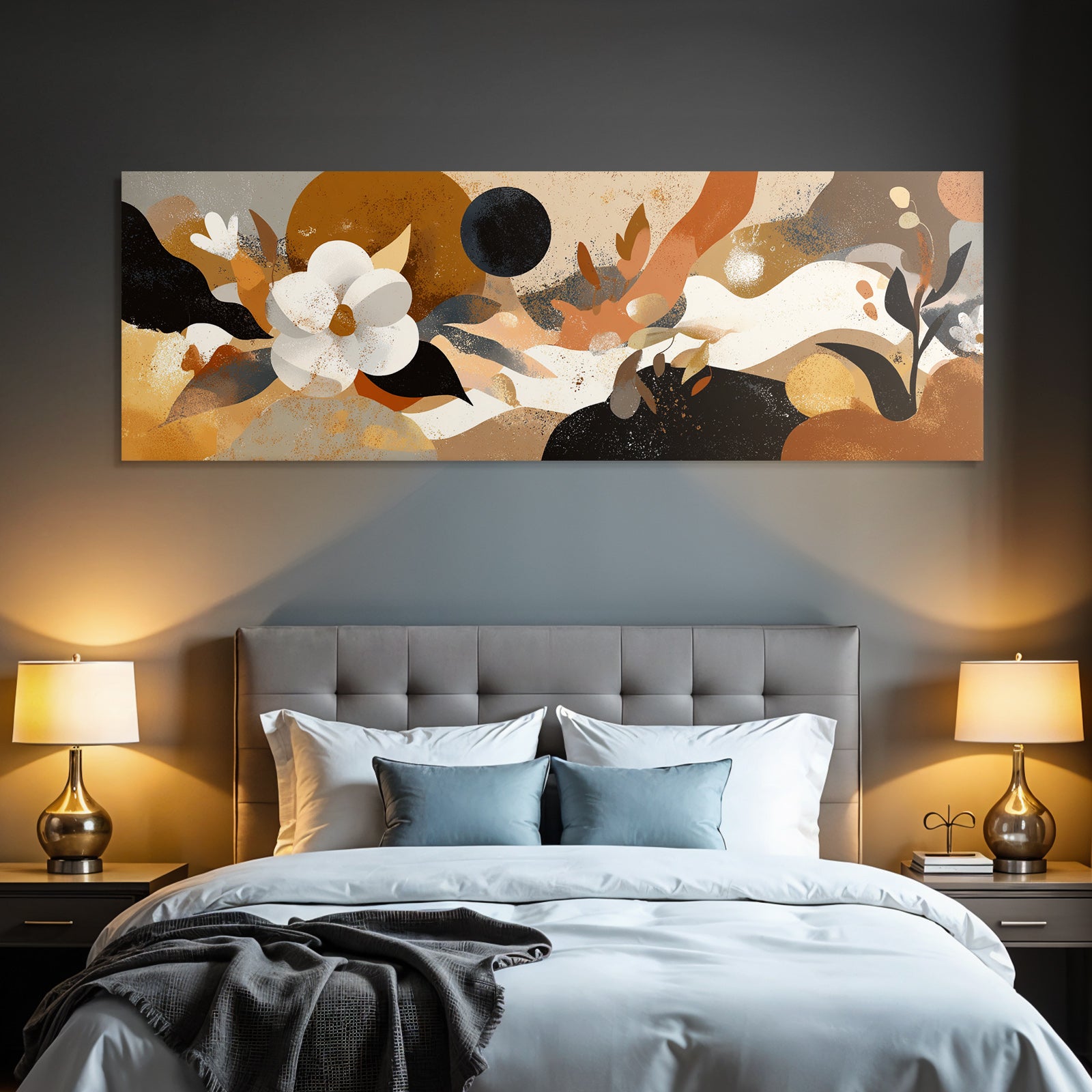 Blumige Erd Toene Abstraktes Design Mit Formen Und Texturen