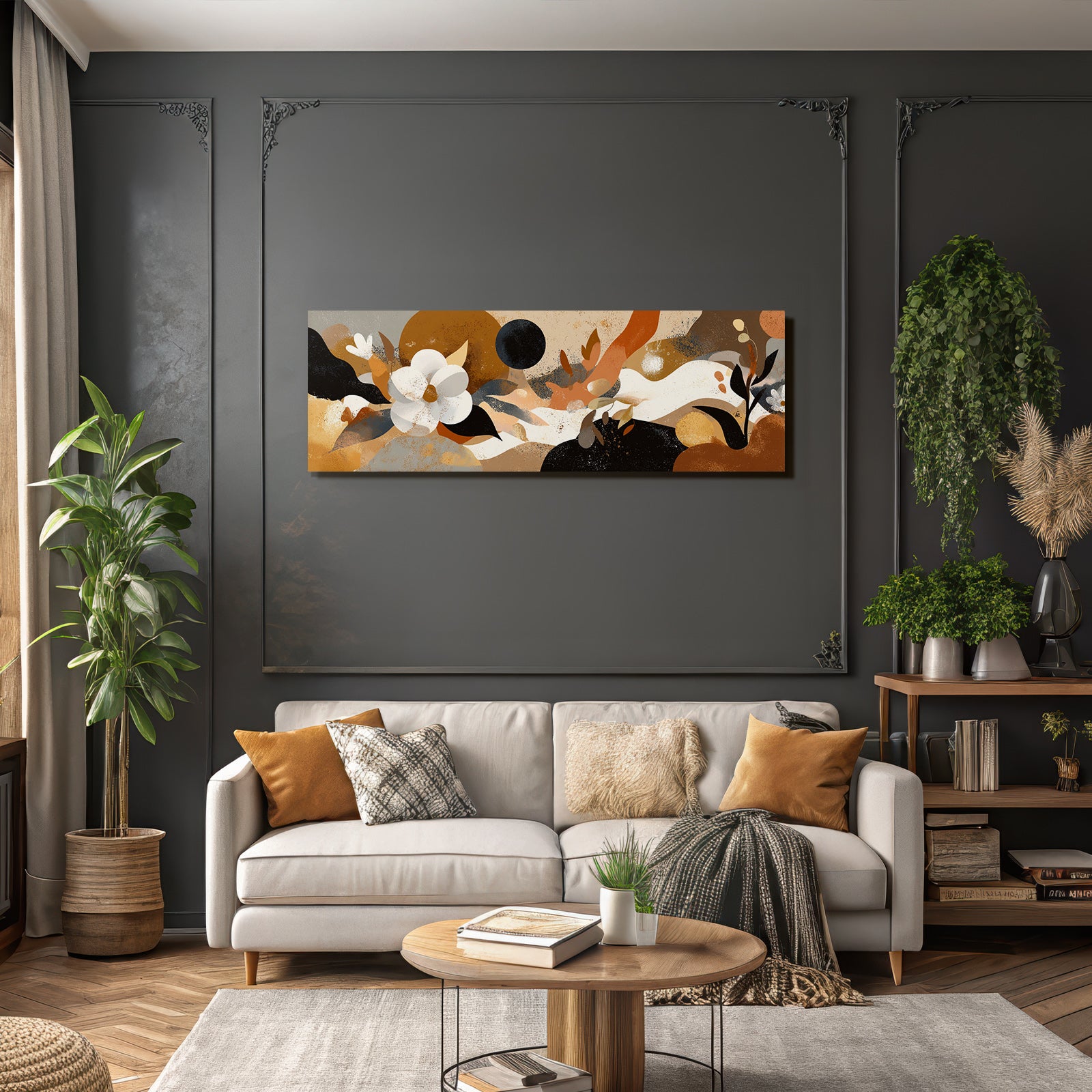 Blumige Erd Toene Abstraktes Design Mit Formen Und Texturen
