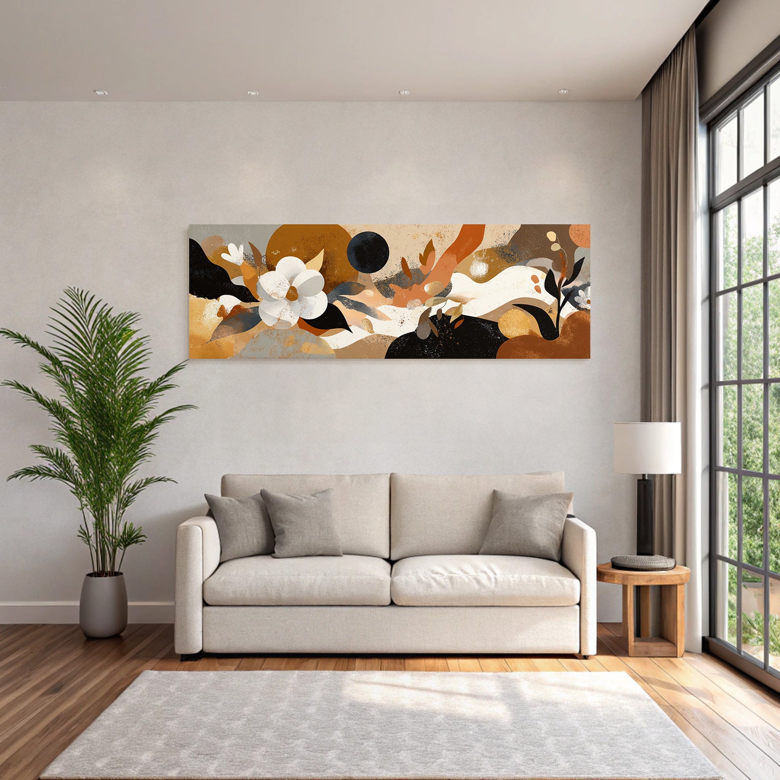 Blumige Erd Toene Abstraktes Design Mit Formen Und Texturen