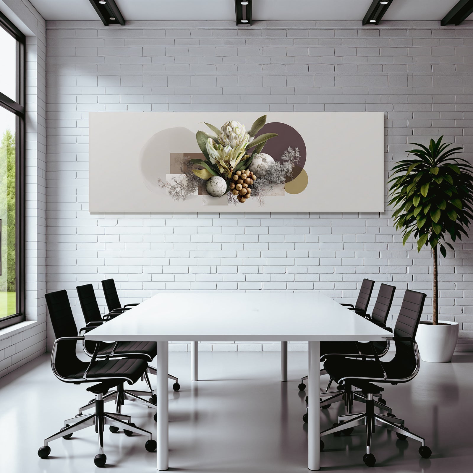 Botanische Illustration Minimalistisch Mit Blumen Und Blaettern Erdtoene