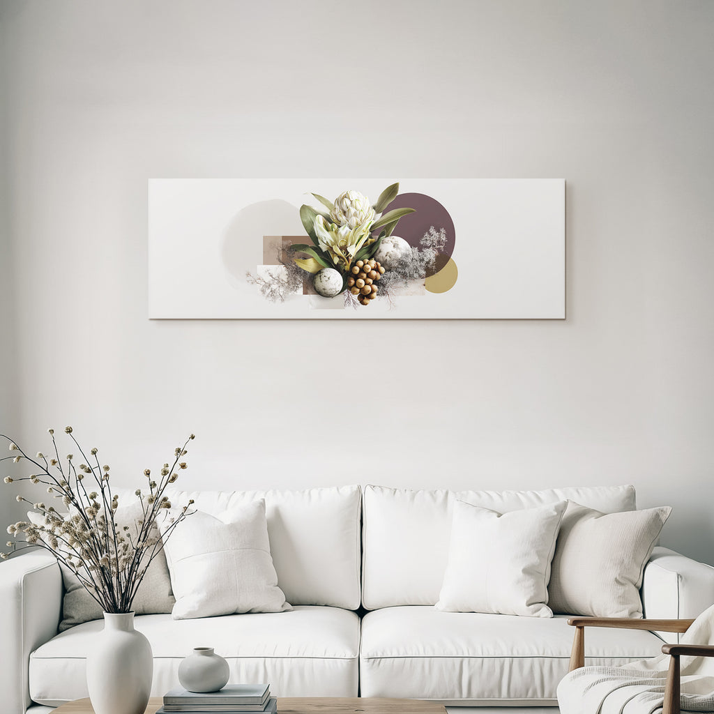 Botanische Illustration Minimalistisch Mit Blumen Und Blaettern Erdtoene