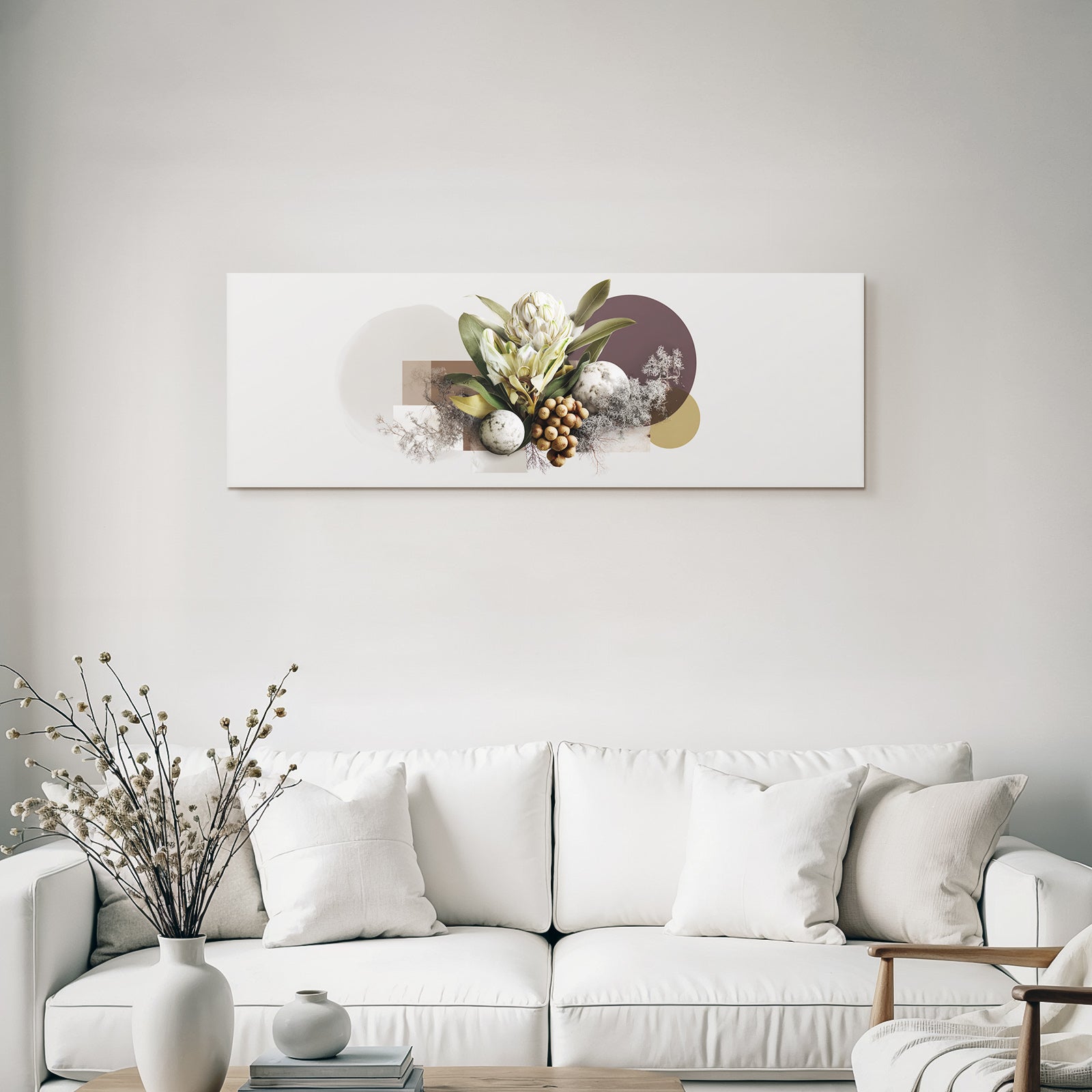 Botanische Illustration Minimalistisch Mit Blumen Und Blaettern Erdtoene