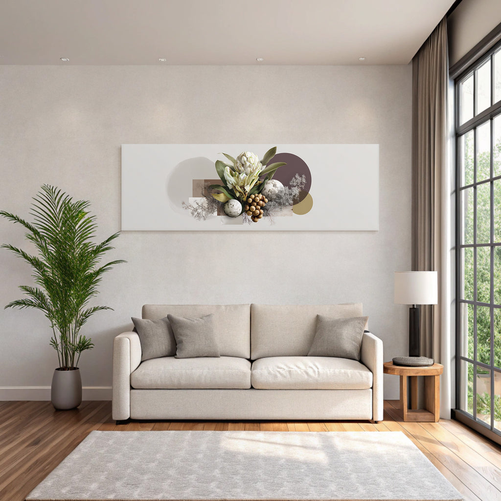 Botanische Illustration Minimalistisch Mit Blumen Und Blaettern Erdtoene