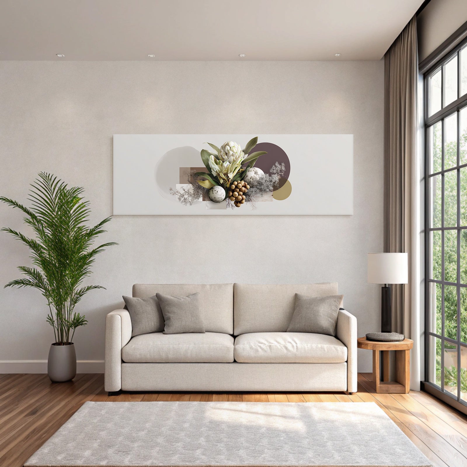 Botanische Illustration Minimalistisch Mit Blumen Und Blaettern Erdtoene