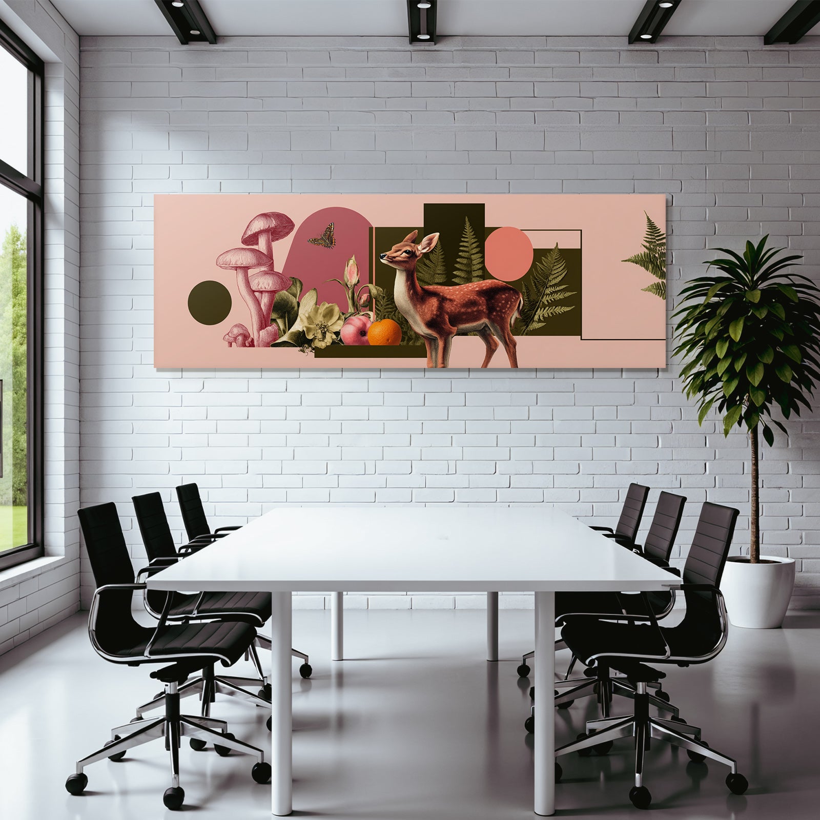 Digital Collage Natur Elemente Muszellen Blumen Fruete Reh Geometrische Formen
