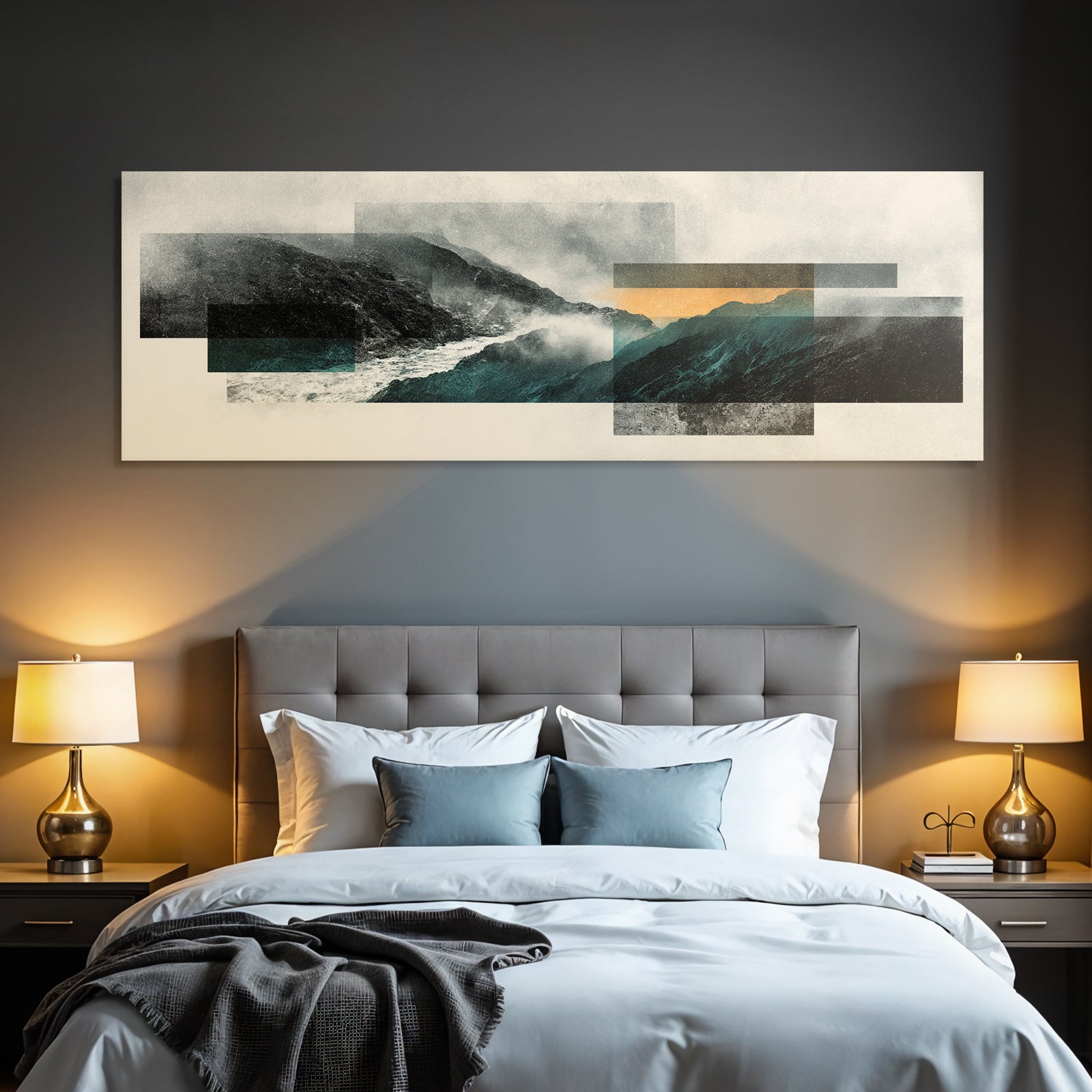 Dramatische Landschaft Collage Mit Nebel Und Cliffs