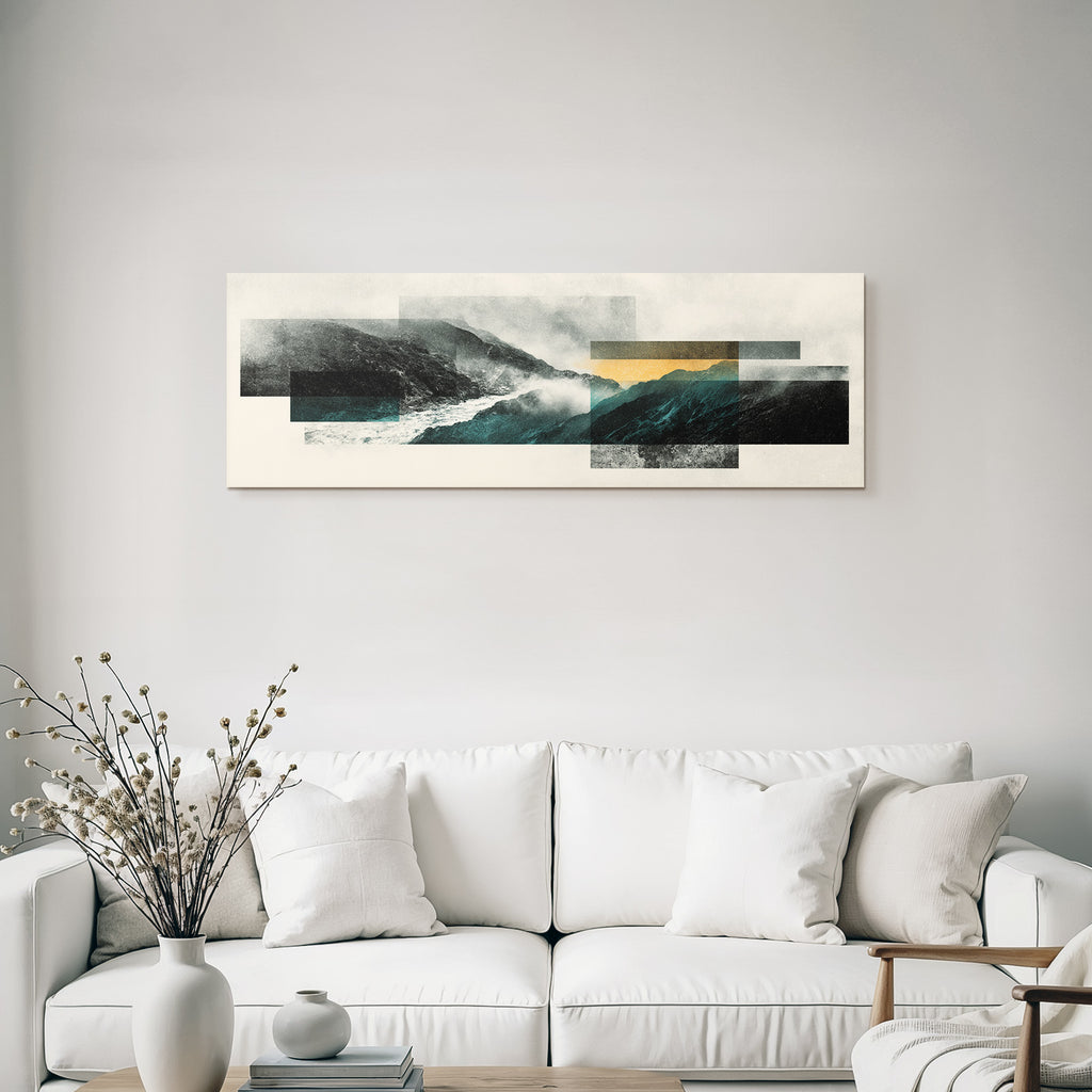 Dramatische Landschaft Collage Mit Nebel Und Cliffs
