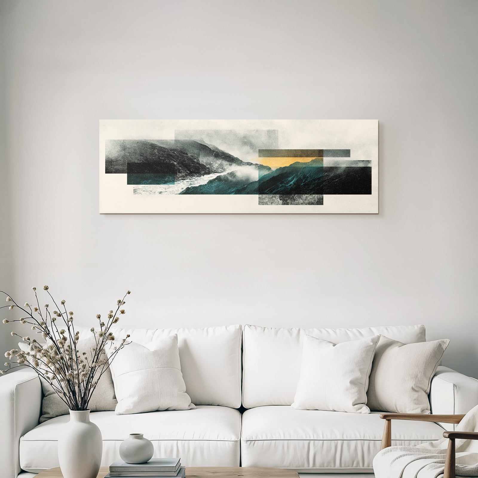Dramatische Landschaft Collage Mit Nebel Und Cliffs