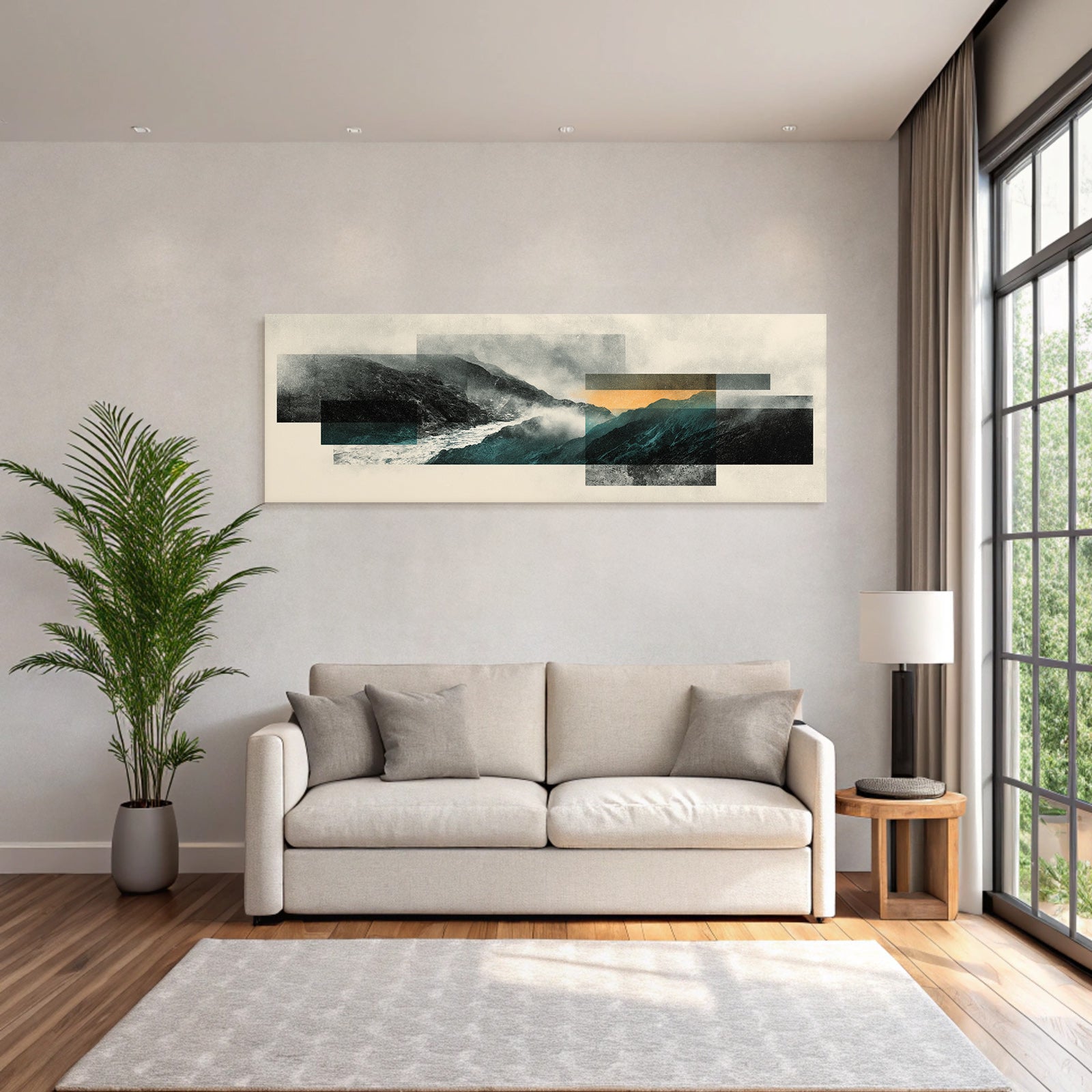 Dramatische Landschaft Collage Mit Nebel Und Cliffs