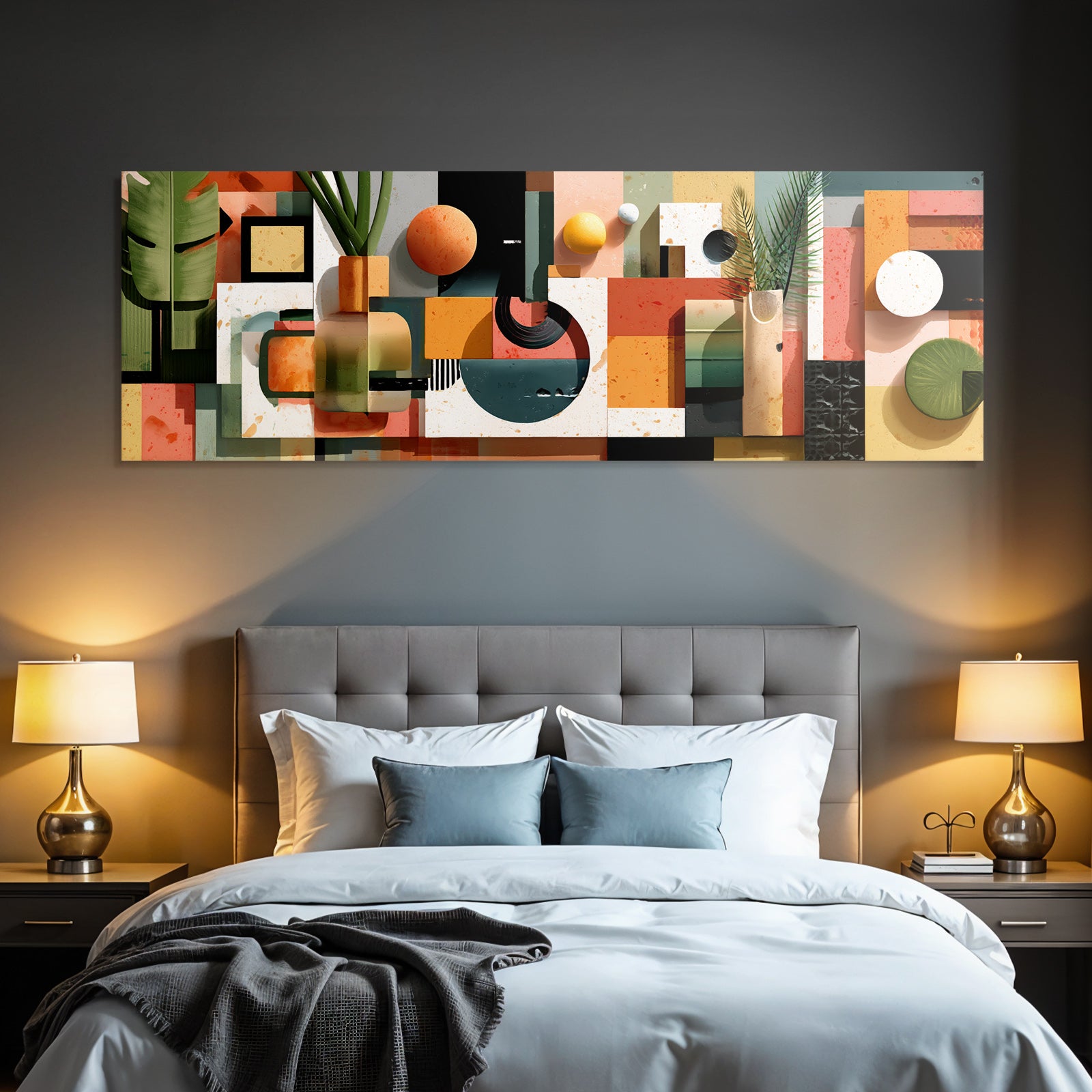 Geometrische Abstrakte Kunst Mit Pflanzen Elementen