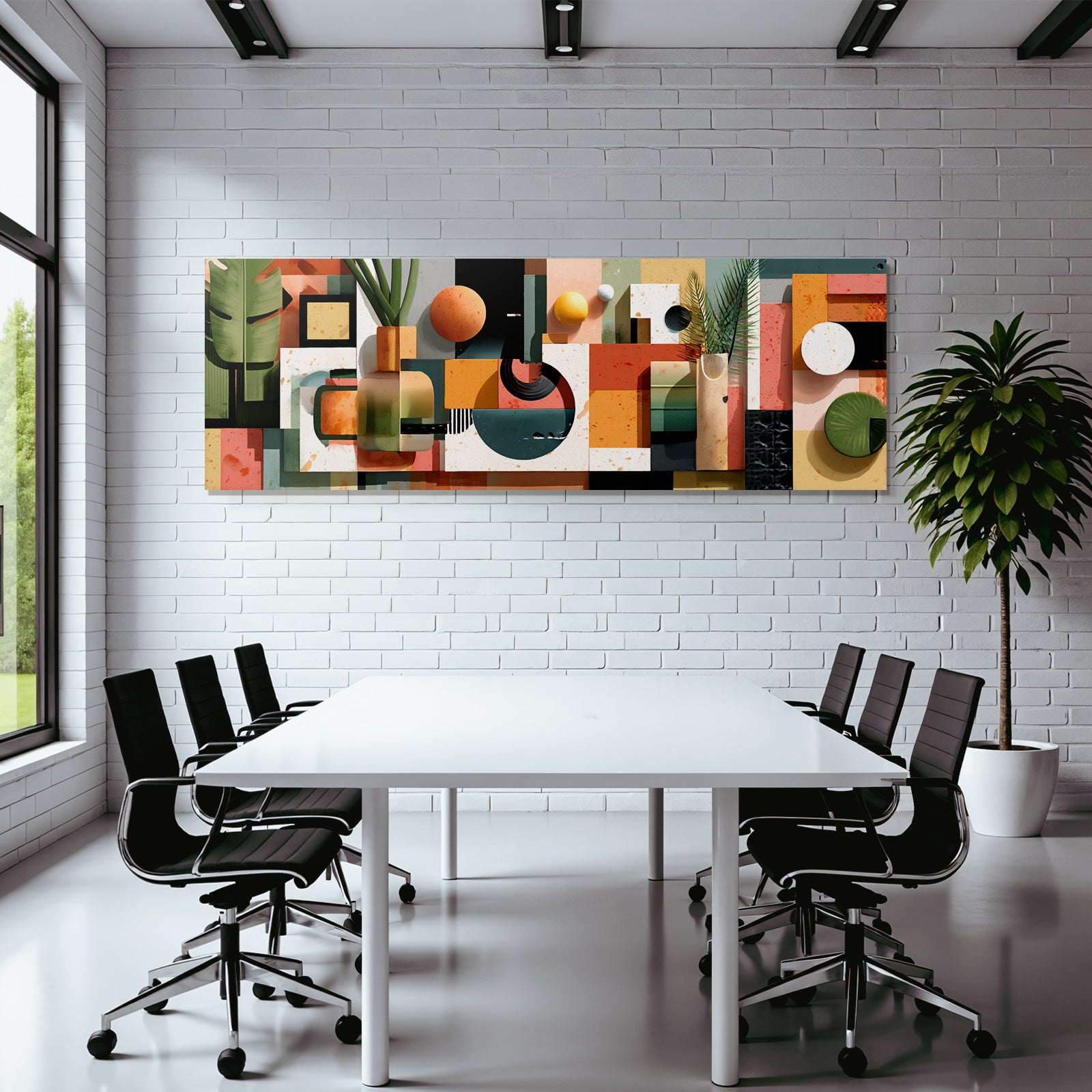 Geometrische Abstrakte Kunst Mit Pflanzen Elementen
