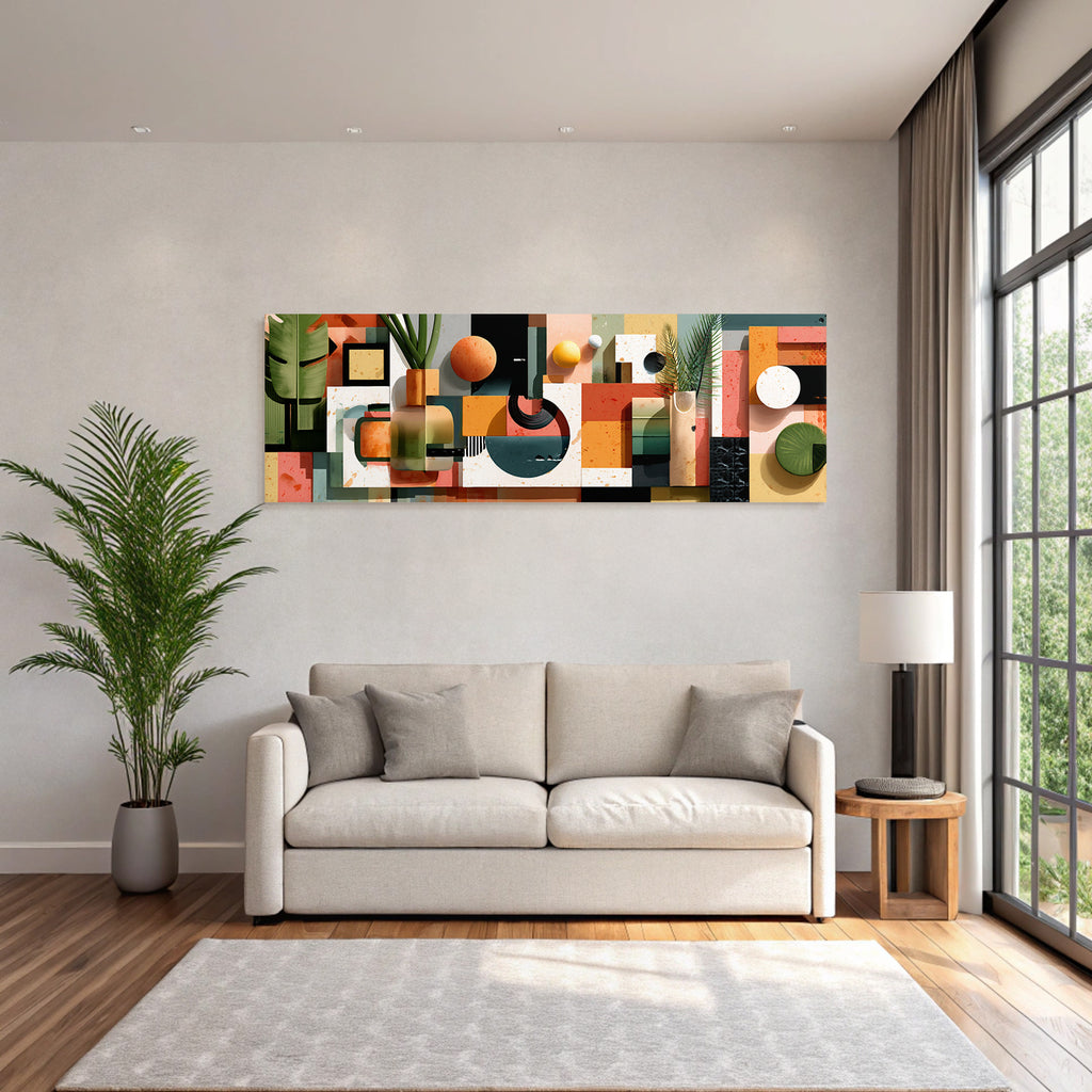 Geometrische Abstrakte Kunst Mit Pflanzen Elementen