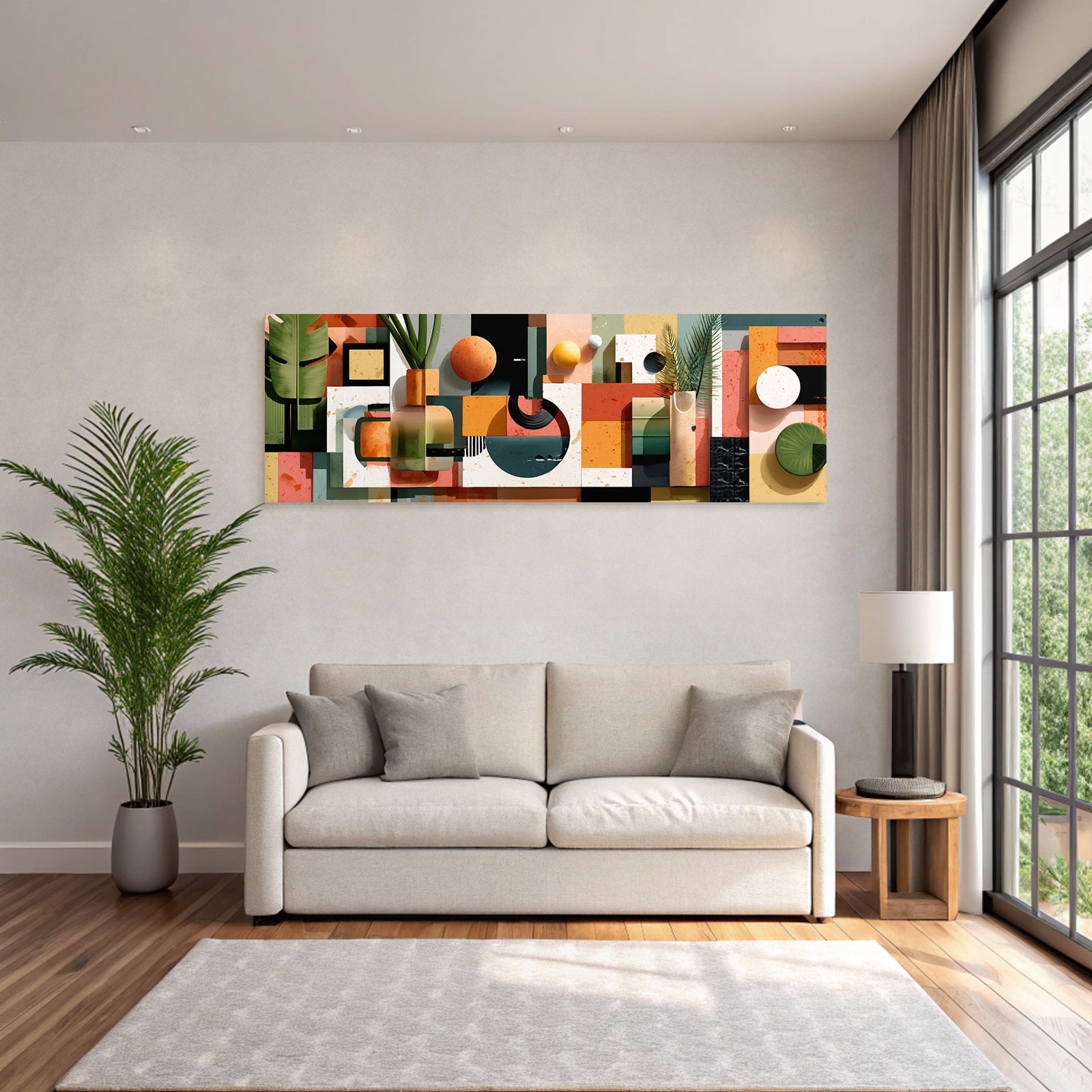 Geometrische Abstrakte Kunst Mit Pflanzen Elementen