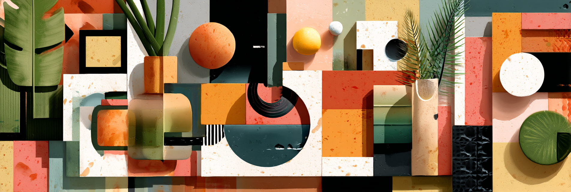 Geometrische Abstrakte Kunst Mit Pflanzen Elementen | Collagen | Kunstgattungen